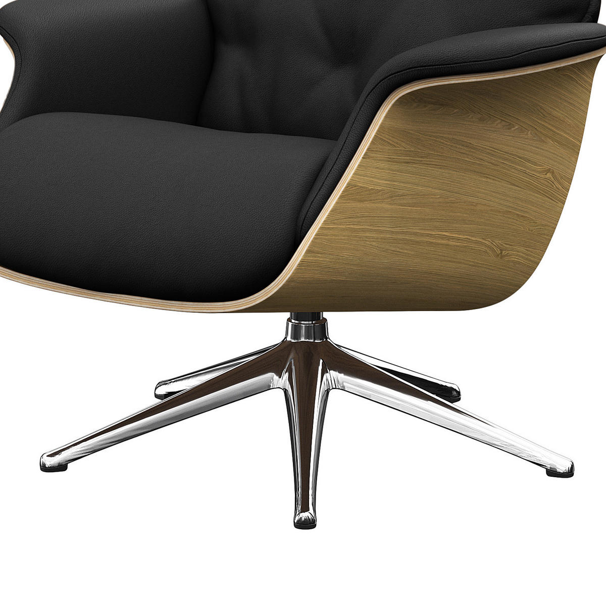 RELAXSESSEL - Echtleder - Chromfarben/Schwarz, Leder/Metall (83/118/83cm) - home24