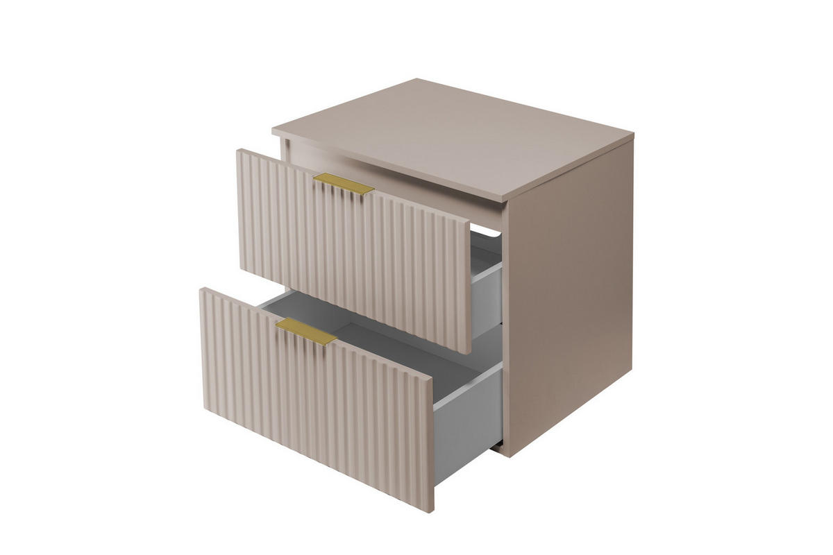 WASCHBECKUNTERSCHRANK, Kaschmir, 60 x 57 x 46 cm, goldener Griff + Arbeitsplatte - Beige/Goldfarben, Holzwerkstoff (60/57/46cm) - 3XE LIVING