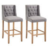 BARHOCKER 2er Set Stoff hellgrau - Hellgrau/Naturfarben, Holz/Textil (56/111/51cm) - CLP