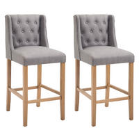 BARHOCKER 2er Set Stoff hellgrau - Hellgrau/Naturfarben, Holz/Textil (56/111/51cm) - CLP