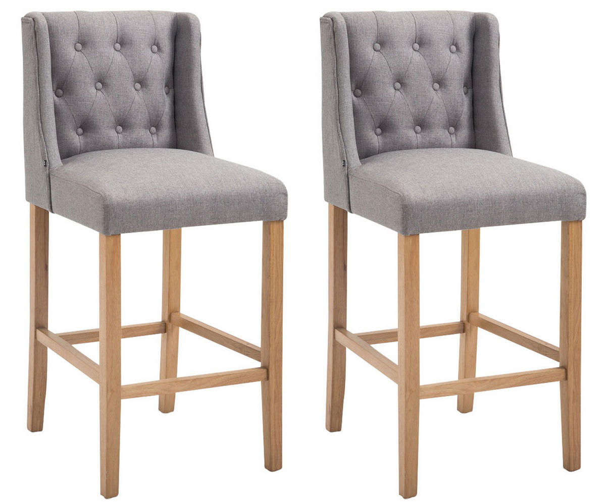BARHOCKER 2er Set Stoff hellgrau - Hellgrau/Naturfarben, Holz/Textil (56/111/51cm) - CLP