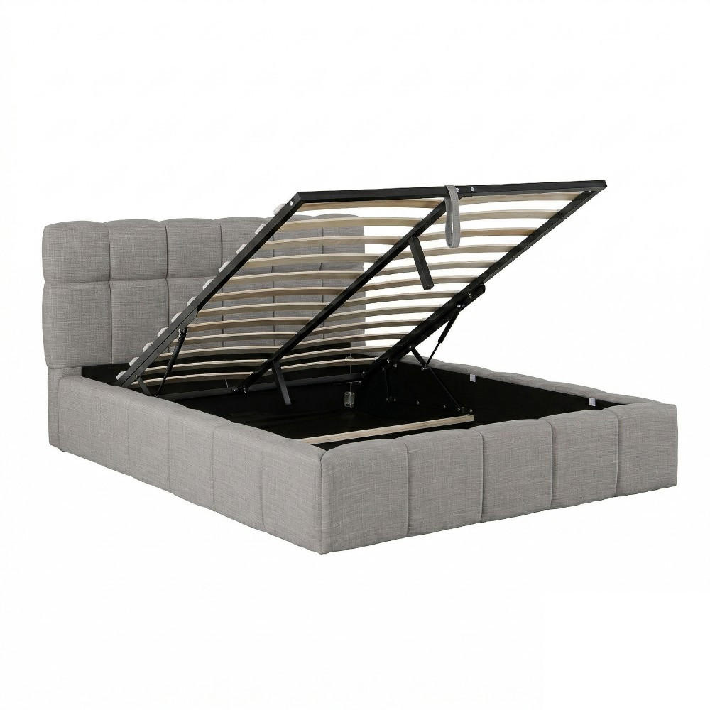 BETT ELIAS / 160x200 cm mit Bettkasten, Hellgrau - Hellgrau, Holzwerkstoff (160/200cm) - Weber Industries