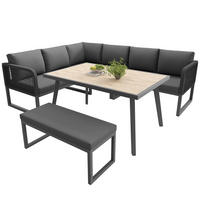 GARTENSETS aus Rattan & Eisen 121,5x61x77 cm Grau mit modularen Elementen - Grau, Metall - Modfu