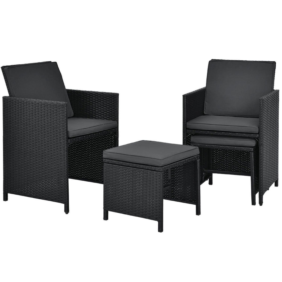 GARTENMÖBELSET Baracoa schwarz 9-tlg. - Schwarz, Kunststoff/Metall - Juskys