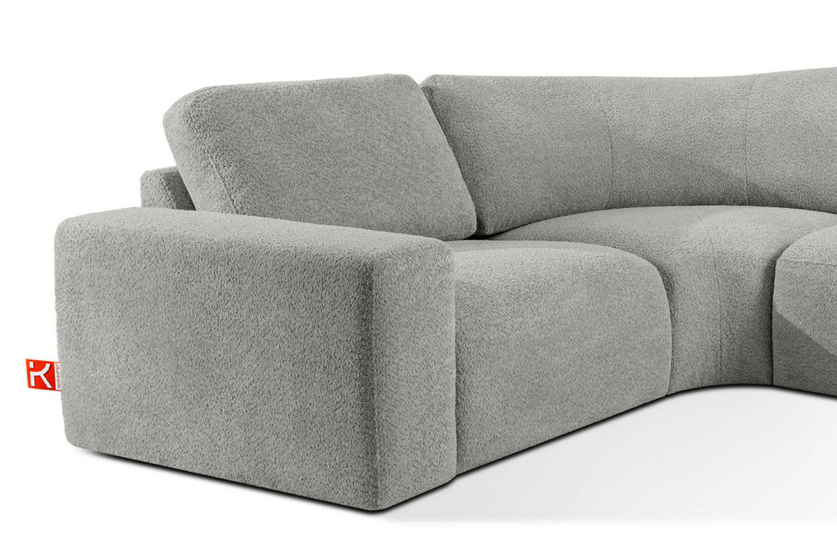 ECKSOFA RECHTS ZUCCO, Hellaschgrau - Hellgrau, Holz/Holzwerkstoff (224/373cm) - KONSIMO®