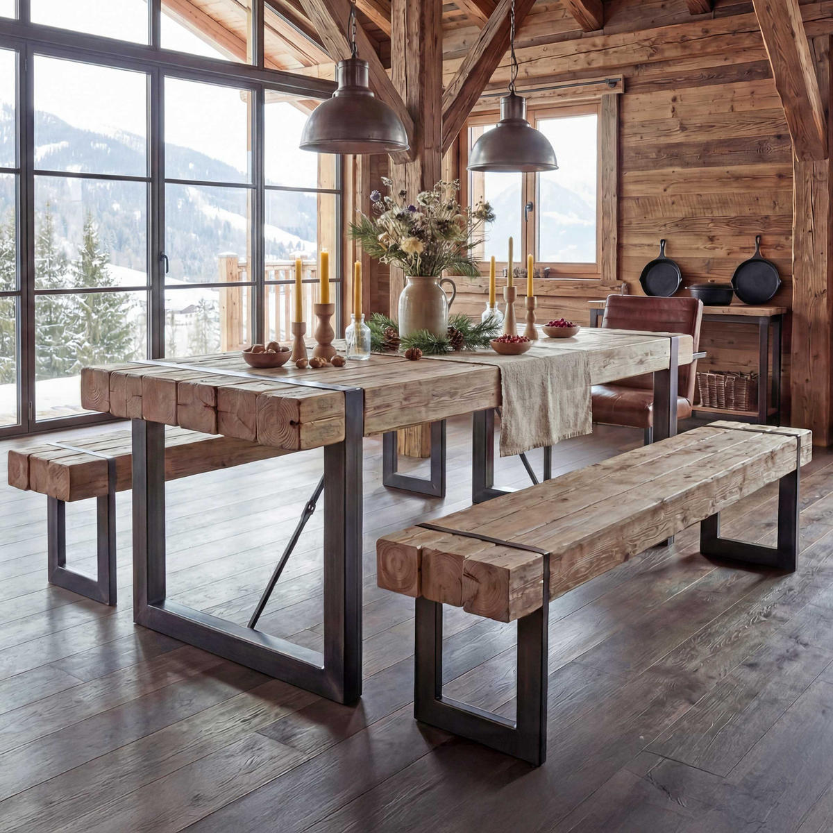 ESSZIMMERGARNITUR Braun 3er-Set - Braun, Holz (180/80/90cm) - MCW