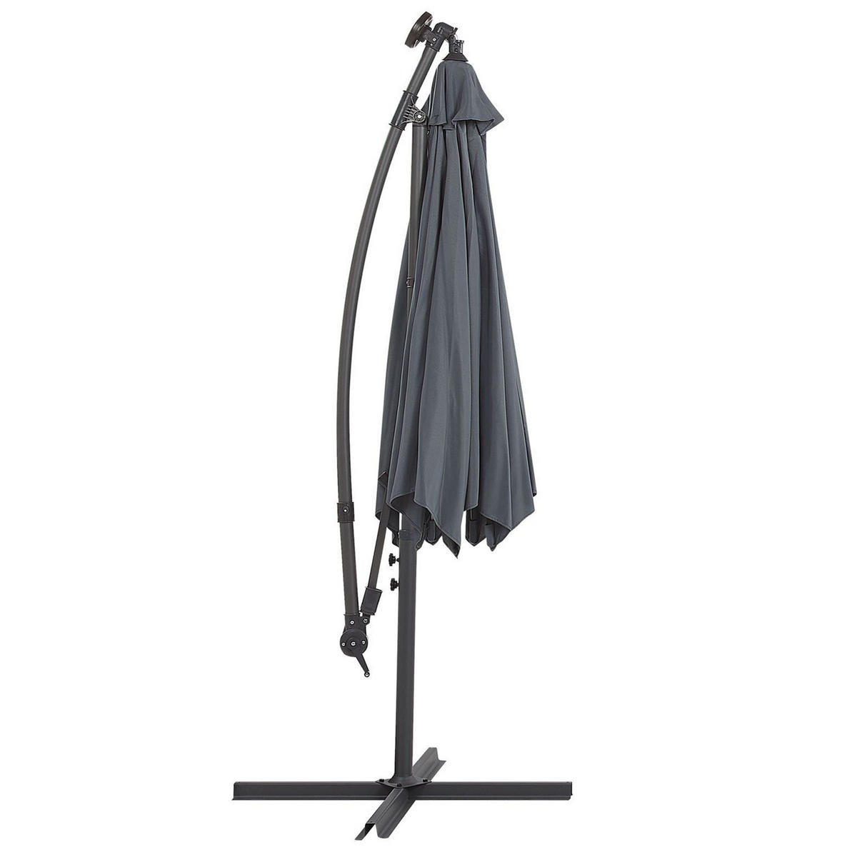 SONNENSCHIRM LED Solar Beleuchtung graphitgrau 285 cm Corval - Grau, Textil (285/285cm) - Beliani