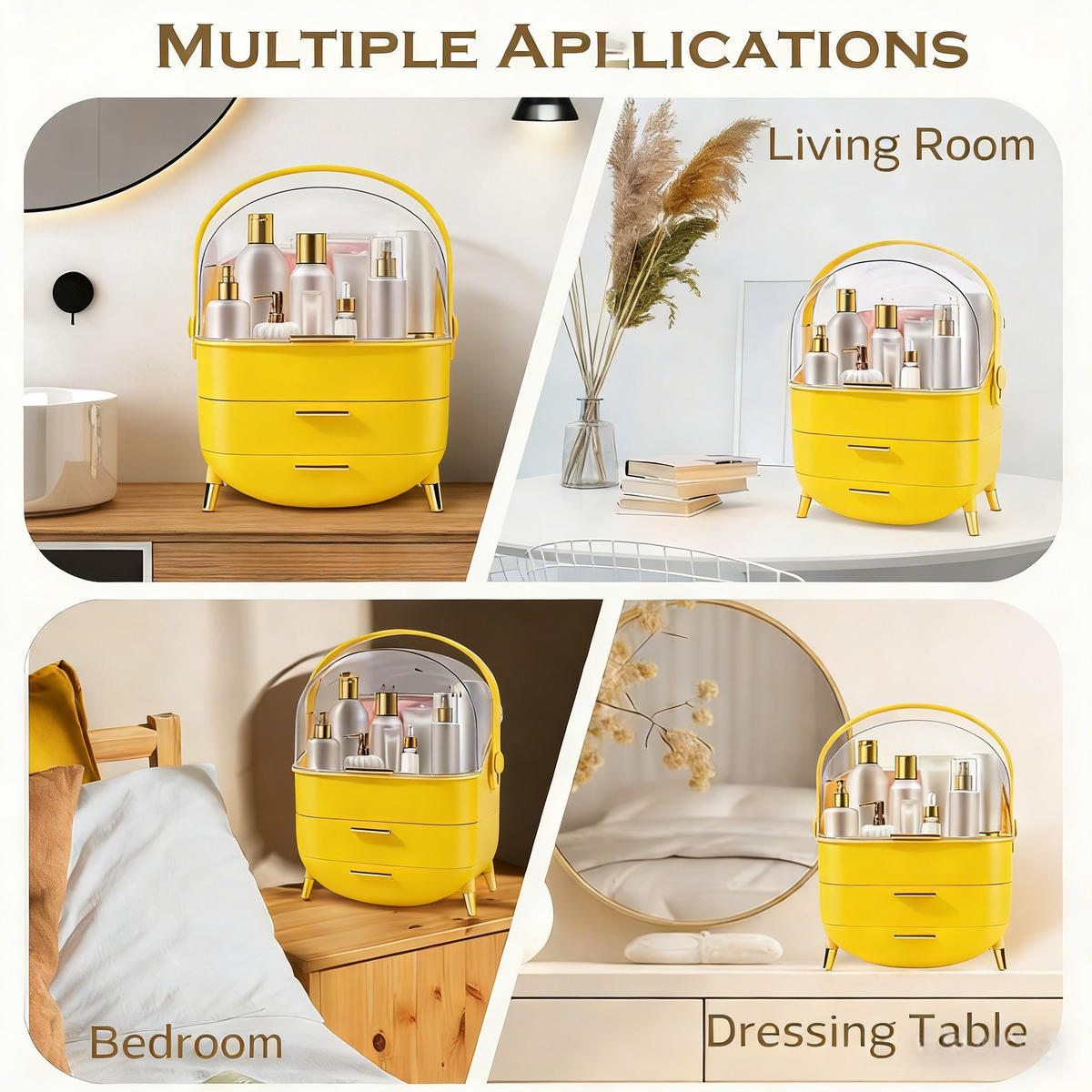 KOSMETIK ORGANIZER Thalya 29/19/38 cm - Gelb, Kunststoff (19/38/29cm) - ZMH