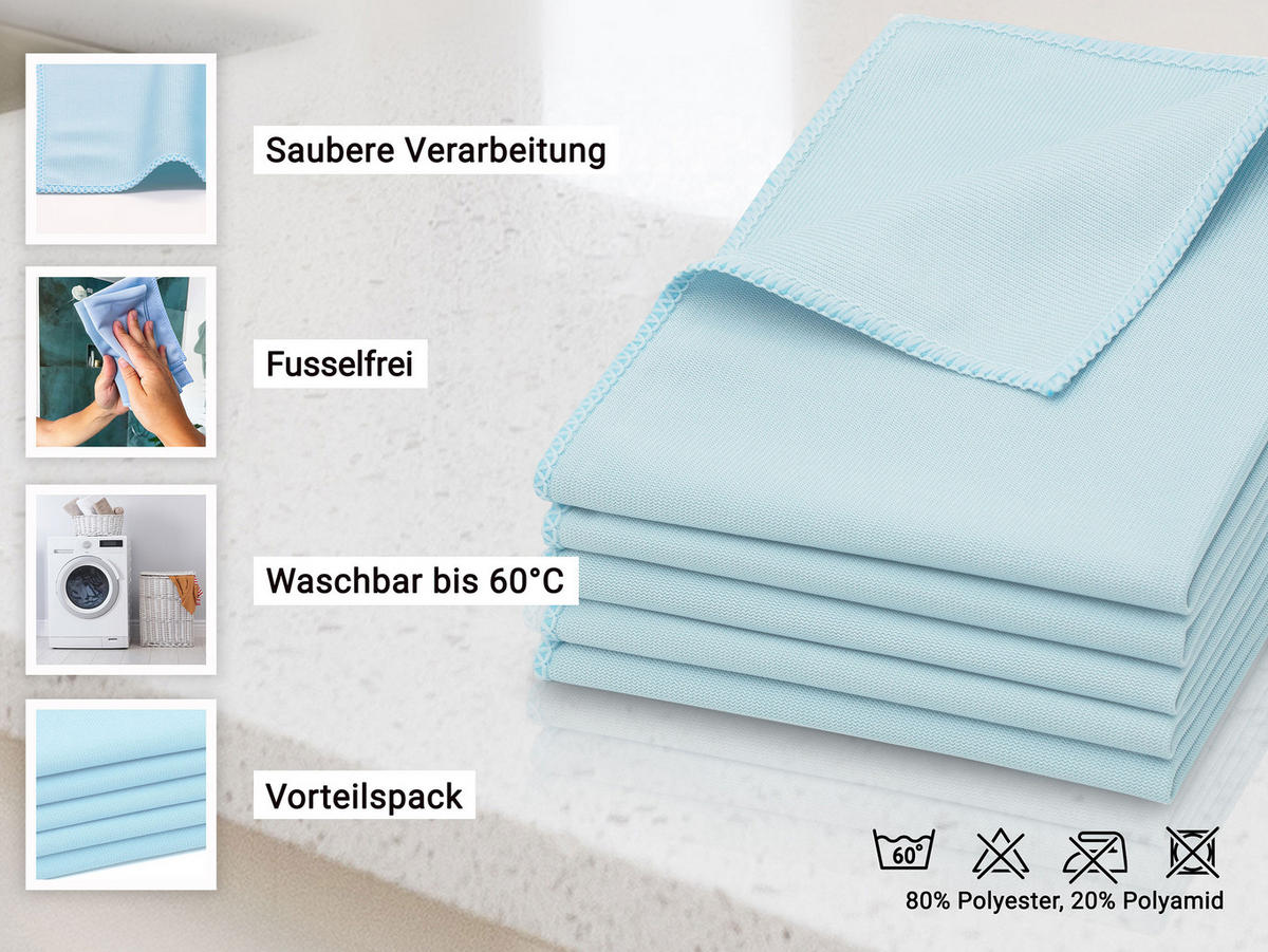 GESCHIRRTÜCHER, 5er-Set, 35x40 cm, 80% Polyester, 20% Polyamid, Blau - Hellblau, Textil (35/40cm) - Zollner