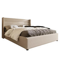 POLSTERBETT aus Leinen 180x200 cm in Beige mit Hydraulik-Stauraum - Beige, Textil (180/200cm) - Modfu