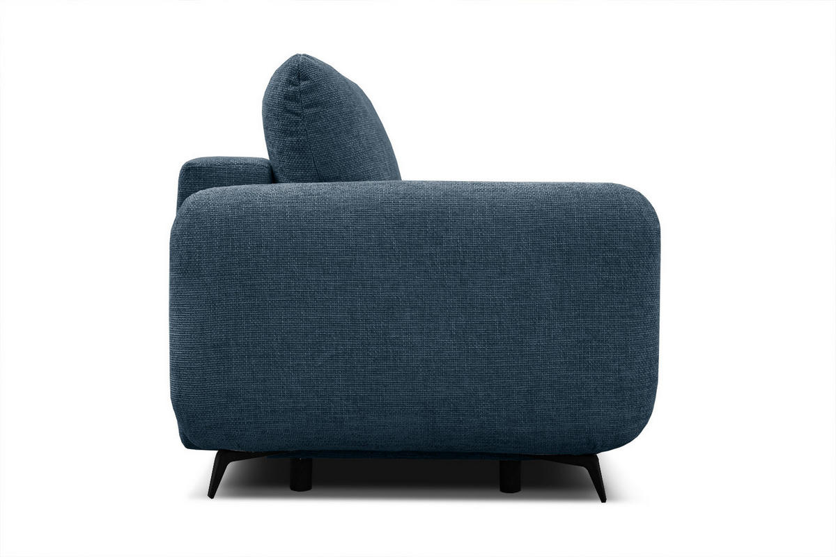SOFA DRAKE 3-Sitzer mit Schlaffunktion, dunkelblau - Braun/Dunkelblau, Holz/Textil (232/90/107cm) - Courtois Laville