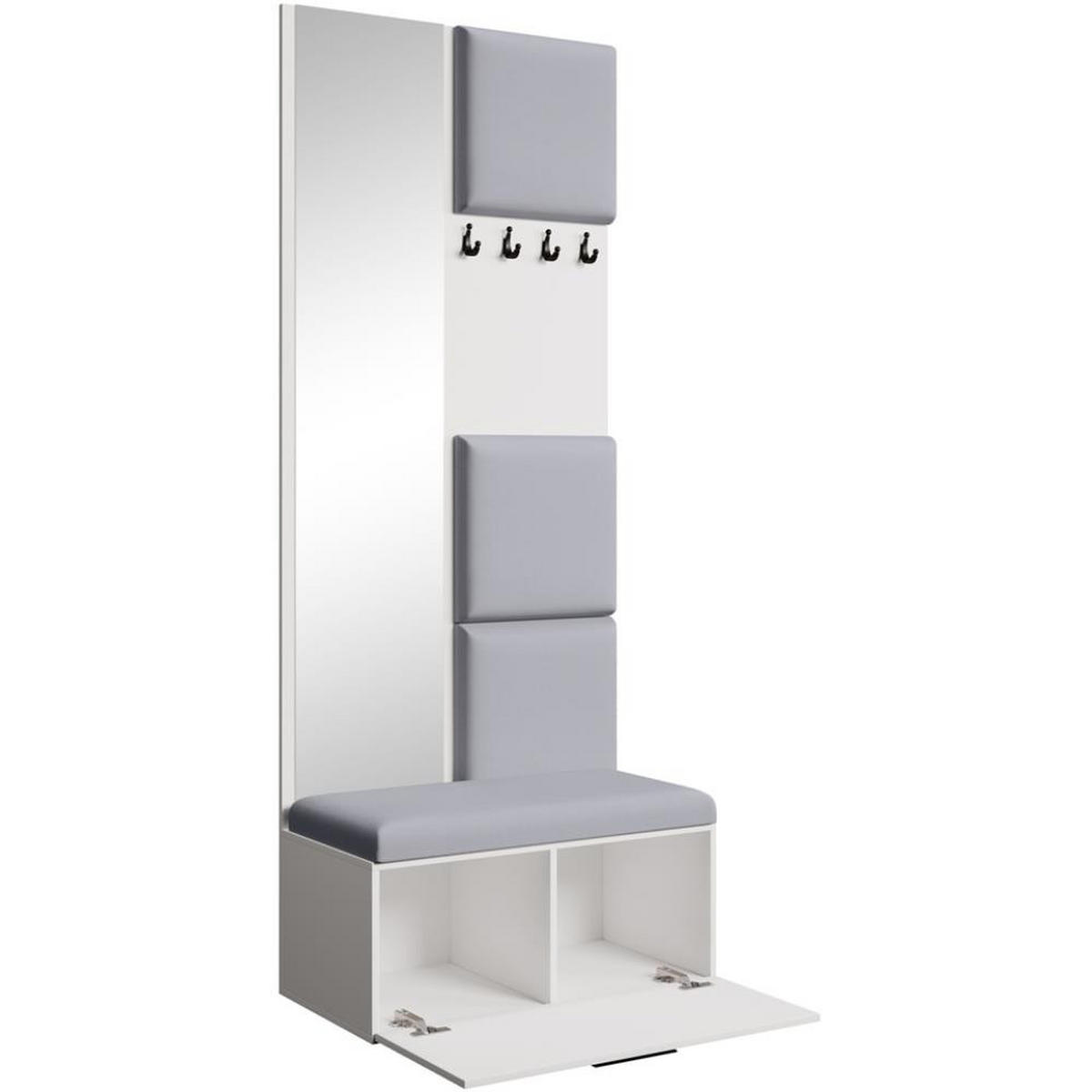GARDEROBE Margaret III 81/203/43 mit gepolsterten Paneelen - Schwarz/Weiß, Holzwerkstoff/Kunststoff (81/203/43cm) - Beautysofa