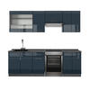 KÜCHENZEILE Fame-Line Dunkelblau Hochglanz/Anthrazit 240 cm AP Anthrazit - Anthrazit/Dunkelblau, Holzwerkstoff (240/81.6/60cm) - Vicco