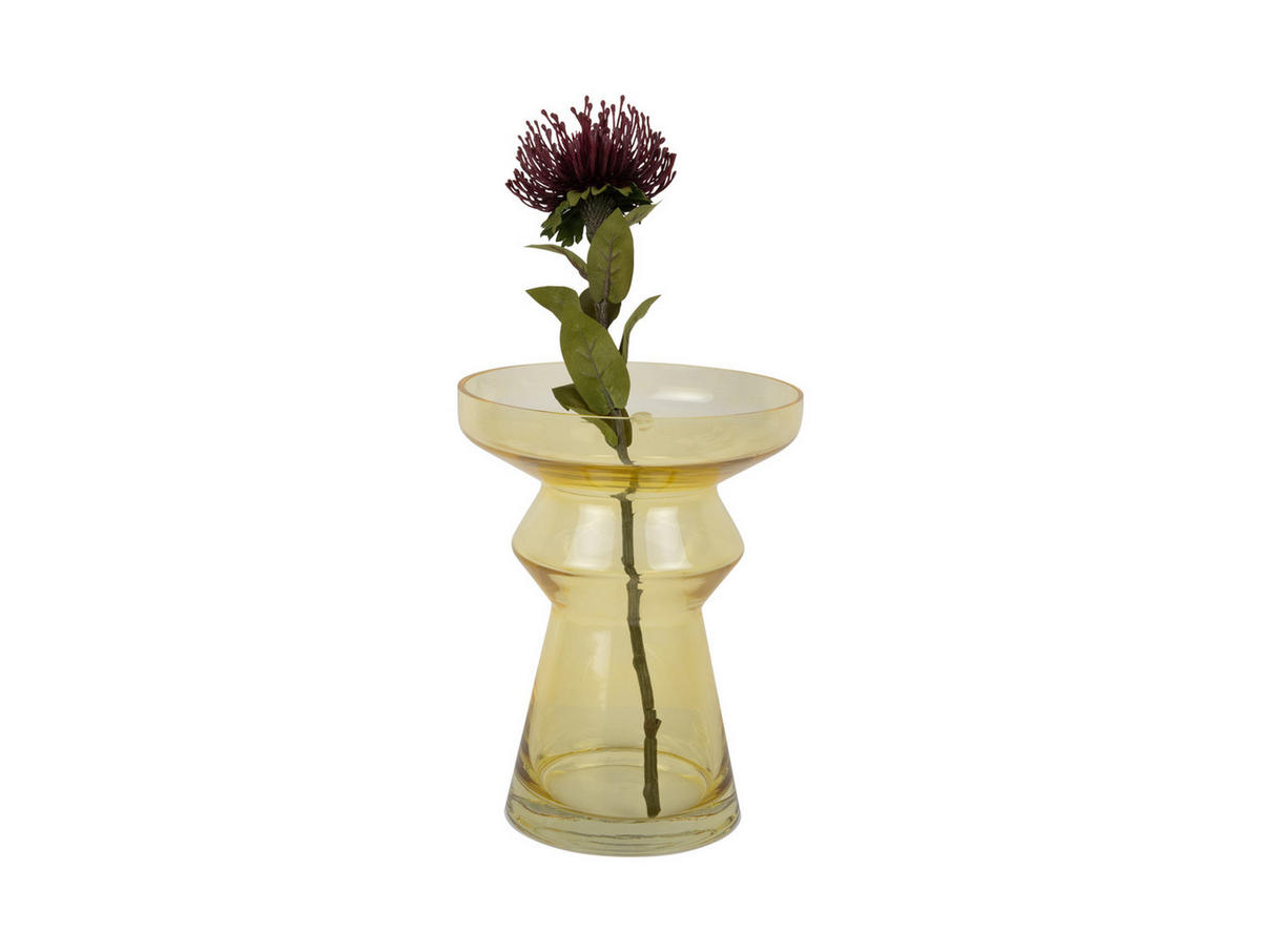 VASE Majesto Gelb 22.5/22.5/30 cm - Gelb, Glas (30cm) - Present Time