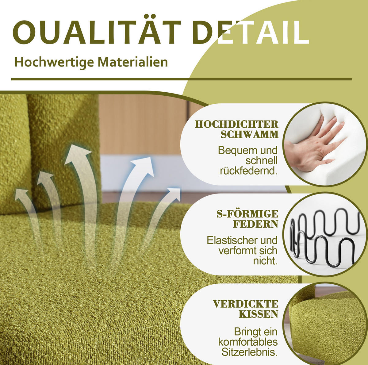 OTOČNÉ kreslo 55/67/74 cm olivovozelené s 360° otáčaním z buklé - olivovozelená, textil (55/74/67cm) - OKWISH