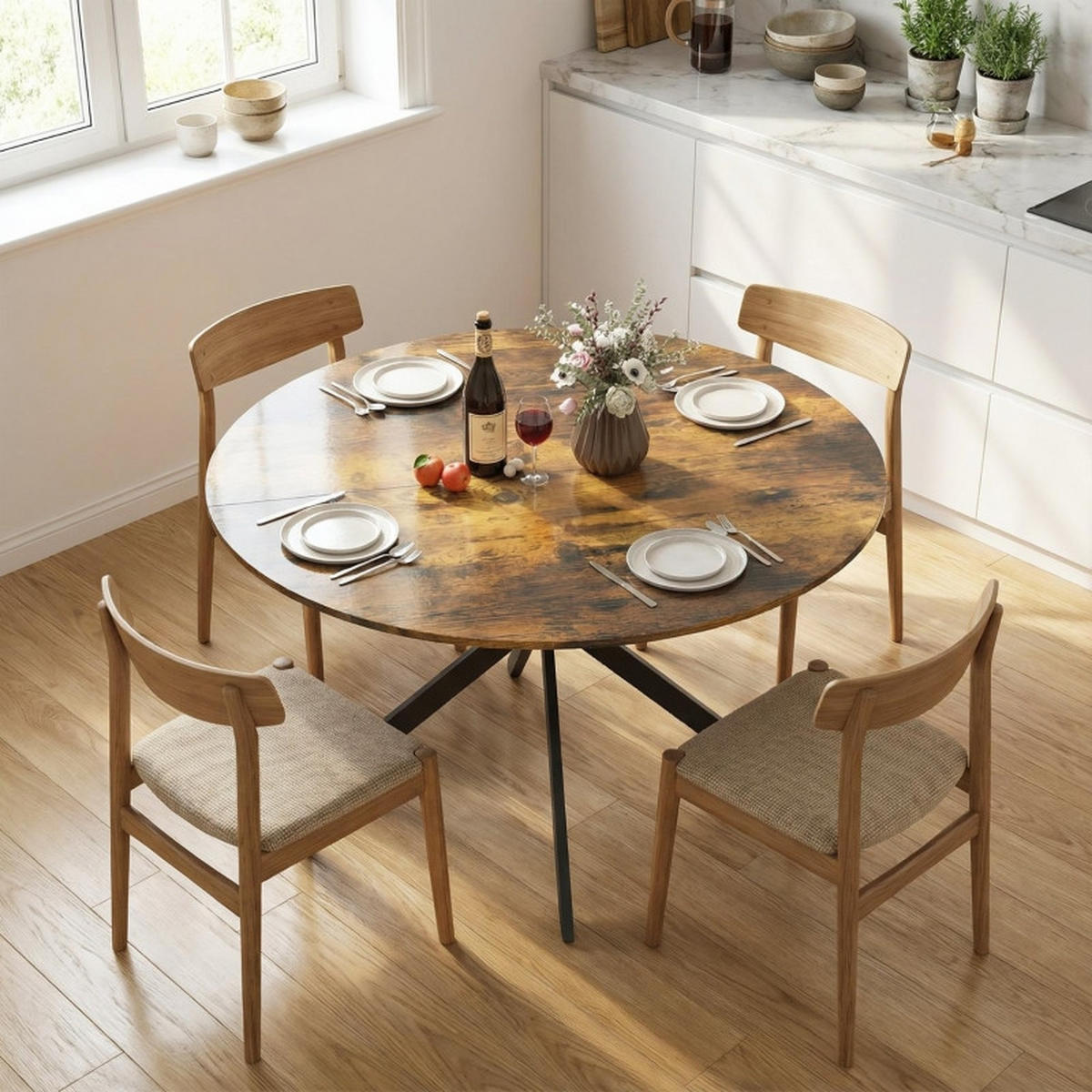 ESSTISCH Rund 120 cm DE-39903 Rustikal-Braun - Braun, Holzwerkstoff (120/120/75cm) - ComfortXL