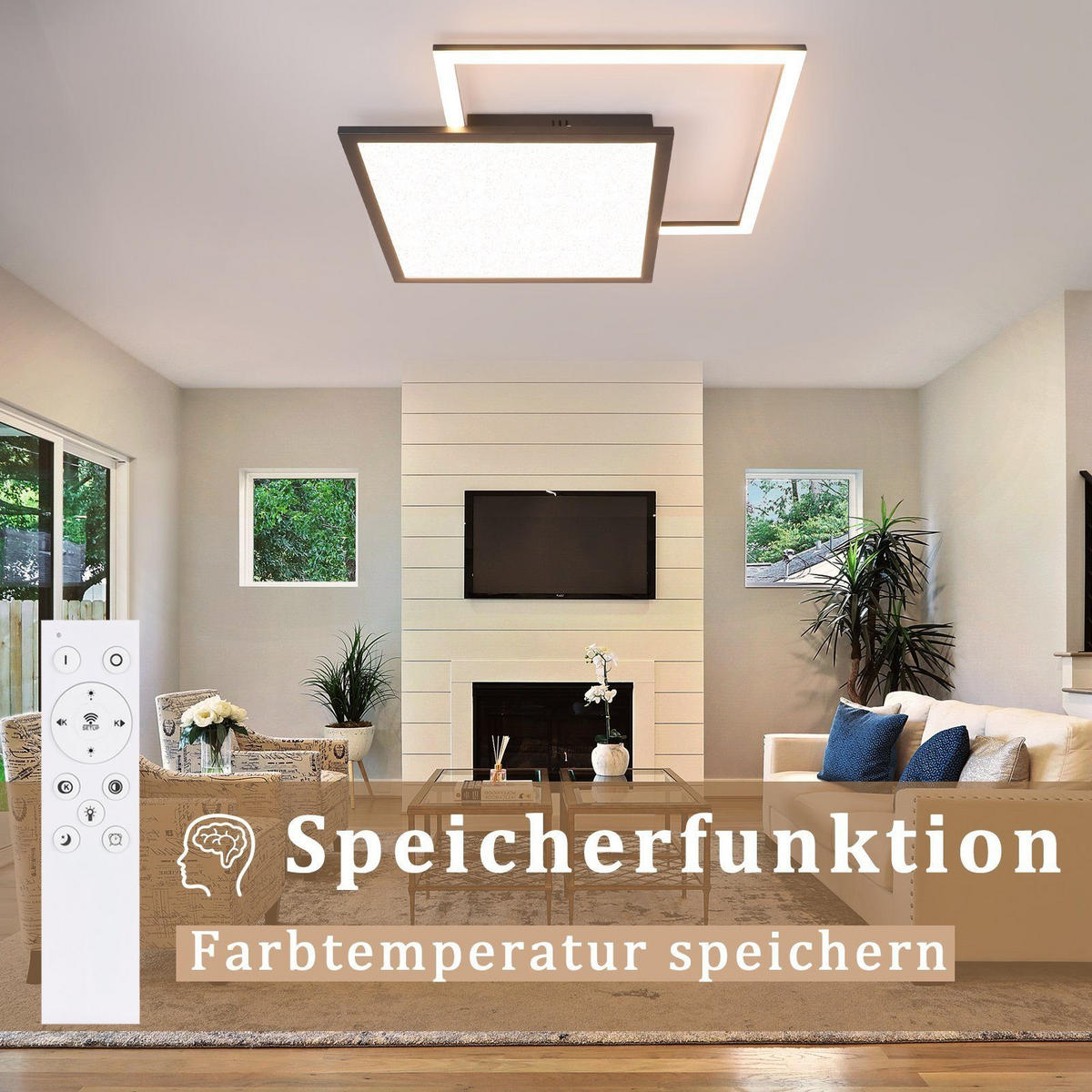 LED-DECKENLEUCHTE Carl 53/53/5 cm - Schwarz, Metall (53/53/5cm) - Nettlife