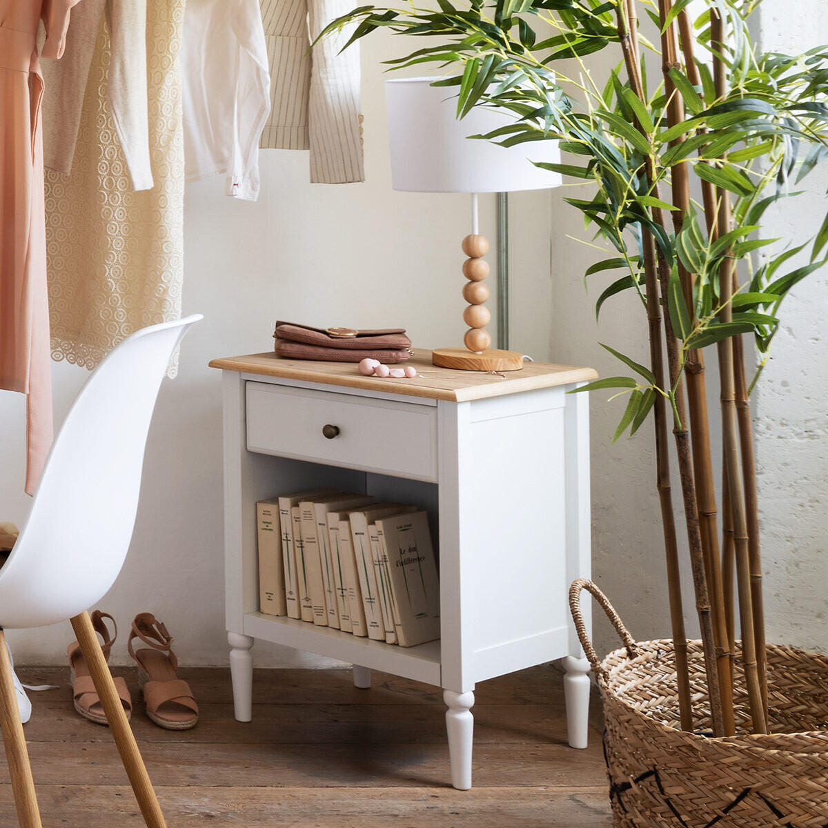 NACHTTISCH mit Schublade Solen 45/40/61 cm - Weiß, Holz/Holzwerkstoff (40/61/45cm) - Atmosphera Createur d´interieur