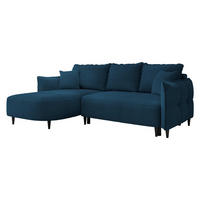 ECKSOFA Sycylia, Seite: Links - Schwarz/Dunkelblau, Holz/Textil (244/165cm) - MIRJAN24
