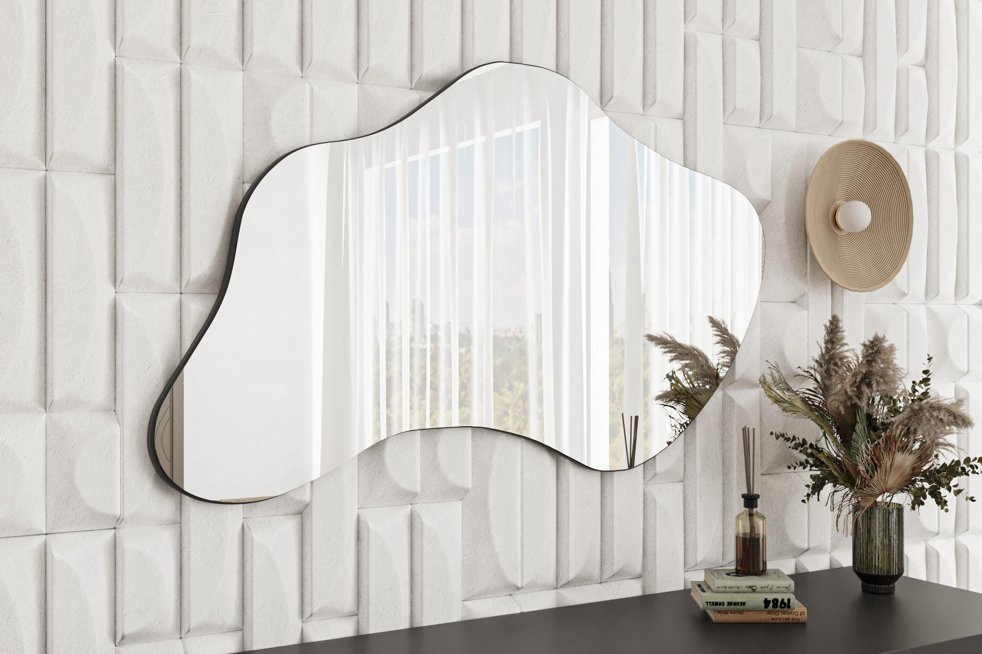 WANDSPIEGEL Halo Schwarz 60x120 cm - Schwarz, Holzwerkstoff (60/120/3.5cm) - moebel17