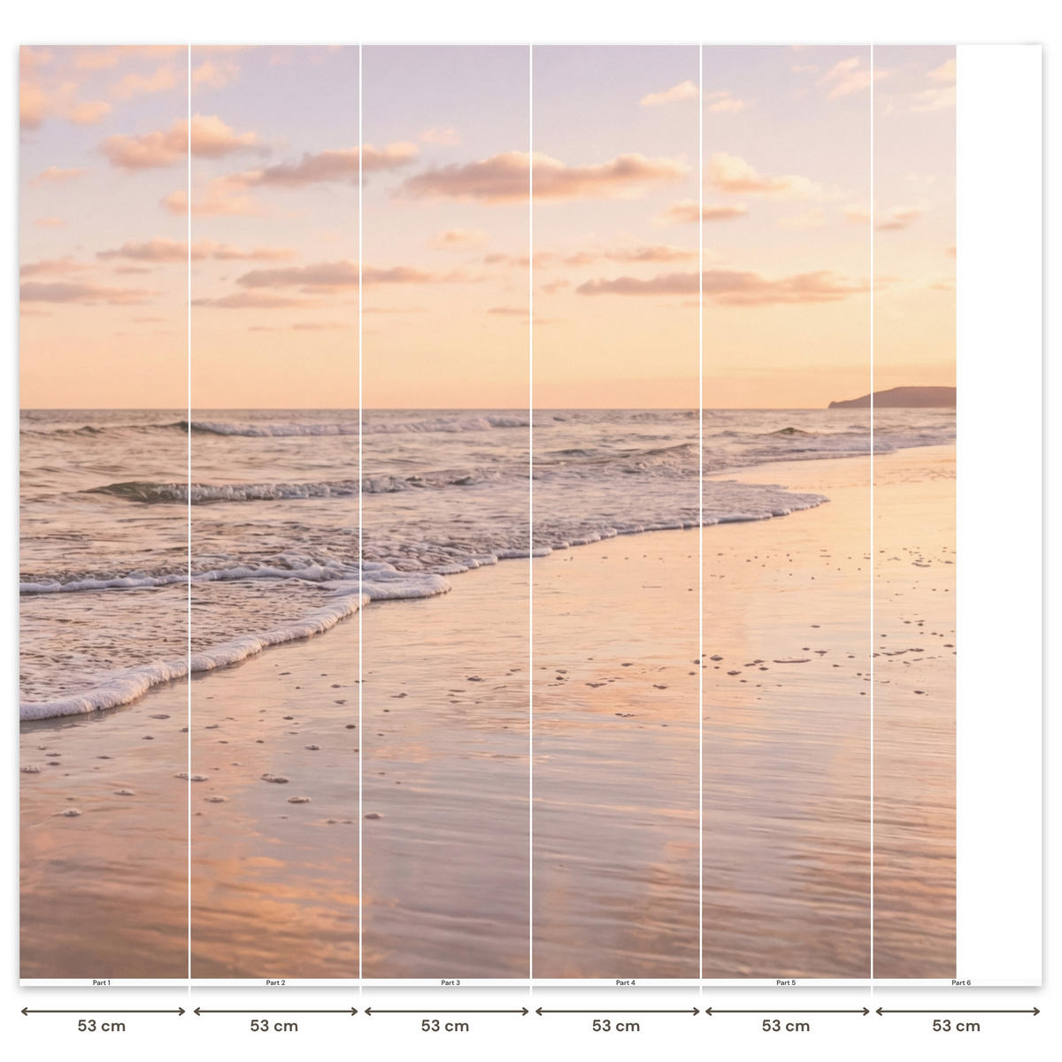 TAPETE - Strand - Brandung - Wolken - 280x280 cm - Hellrosa, Papier (280/280cm) - OnlyWow