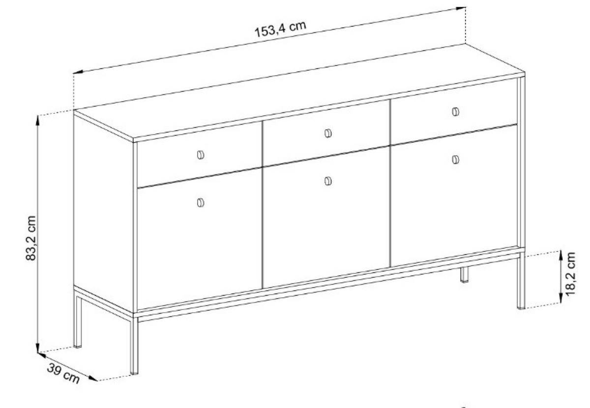 SIDEBOARD Granat MONAKO MKSZ154 Mit Goldfarbenem Gestell - Blau, Holzwerkstoff (153.4/83.2/39cm) - Sepro Meble