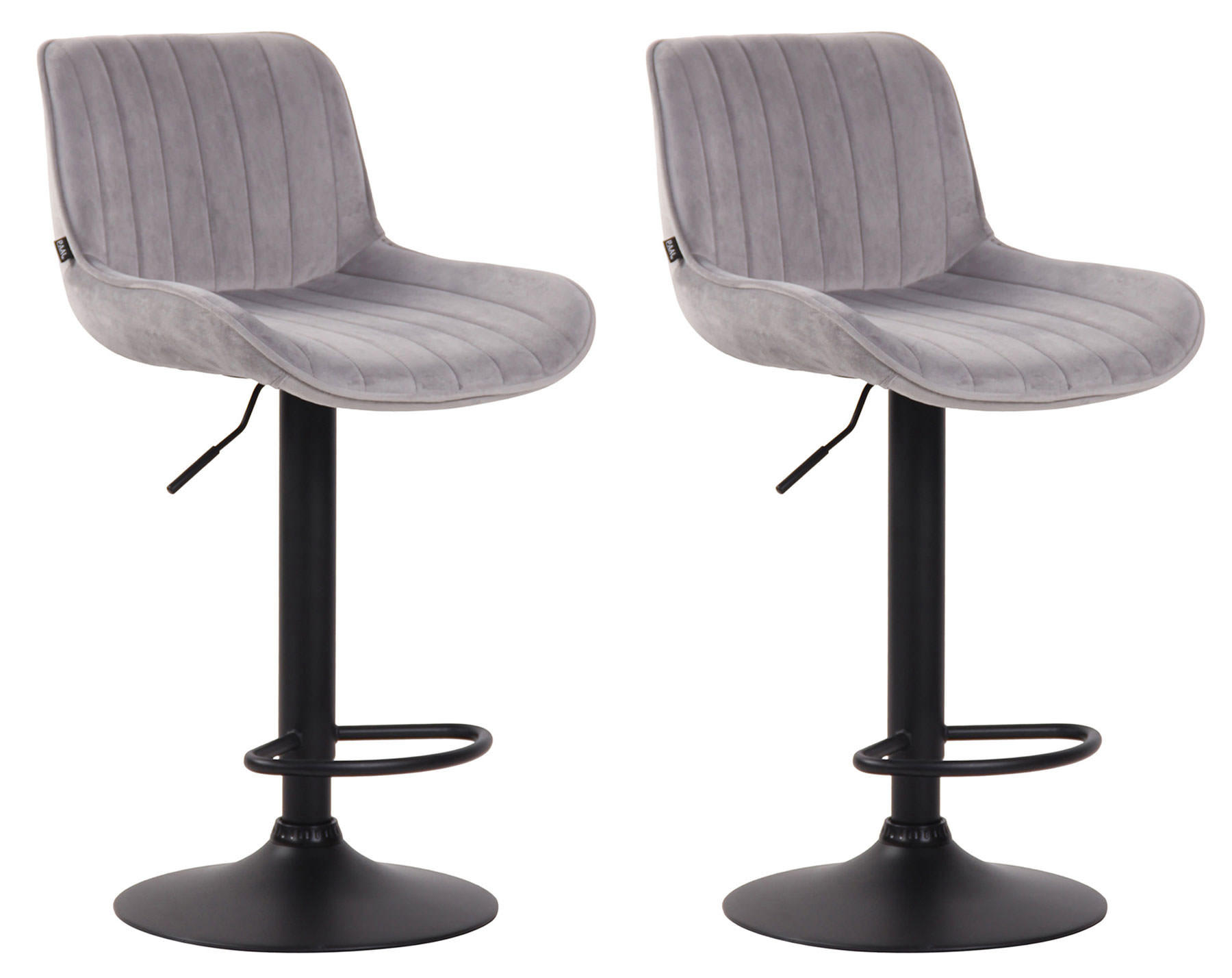 BARHOCKER 2er Set Samt grau - Schwarz/Grau, Textil/Metall (50/86/50cm) - CLP