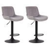 BARHOCKER 2er Set Samt grau - Schwarz/Grau, Textil/Metall (50/86/50cm) - CLP