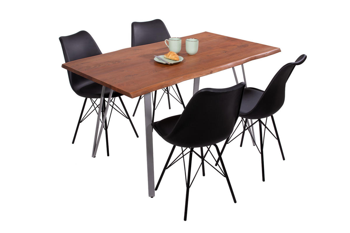 ESSTISCH CELIA - Silberfarben/Braun, Holz/Metall (80/120/77cm) - SAM