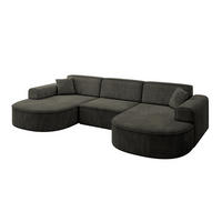 WOHNLANDSCHAFT MARI-U1 - 303x171x79 cm Schwarz Velours - Schwarz, Holzwerkstoff/Kunststoff (303/79/171cm) - ALTDECOR