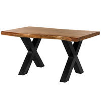 BAUMTISCH Akazie 140x90x77 Akazie natur lackiert / X-Beine anthrazit glänzend FREEFORM 5 - Naturfarben, Holz (140/90/77cm) - Massivmoebel24
