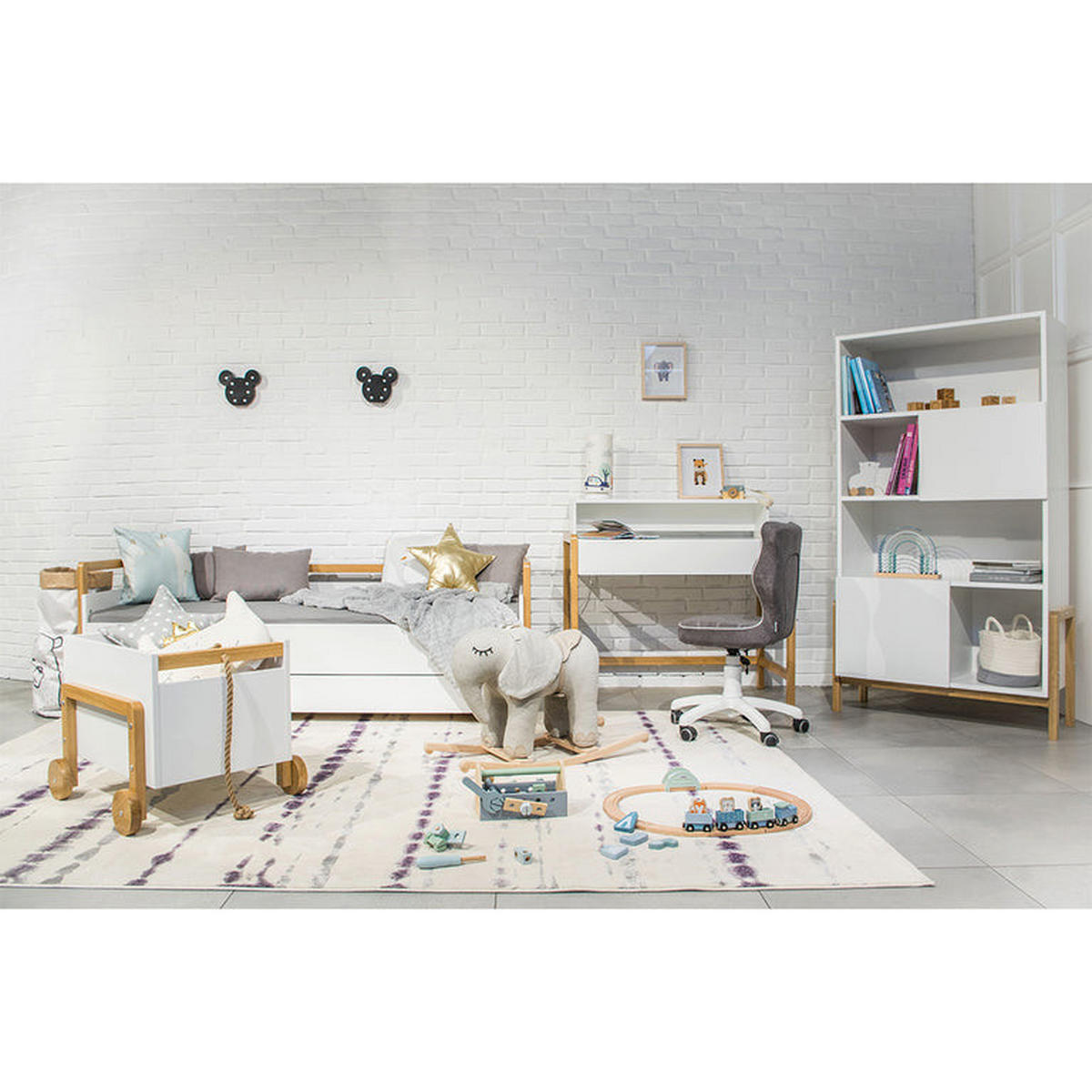 BÜCHERREGAL Weiß und Holz - Weiß, Holzwerkstoff (90/160/40cm) - Petits-meubles