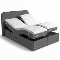 BOXSPRINGOVÁ POSTEL Romeo s elektrickým polohováním matrace, 140x200 cm, tmavě šedá - tmavě šedá, textil (140/200cm) - Beautysofa