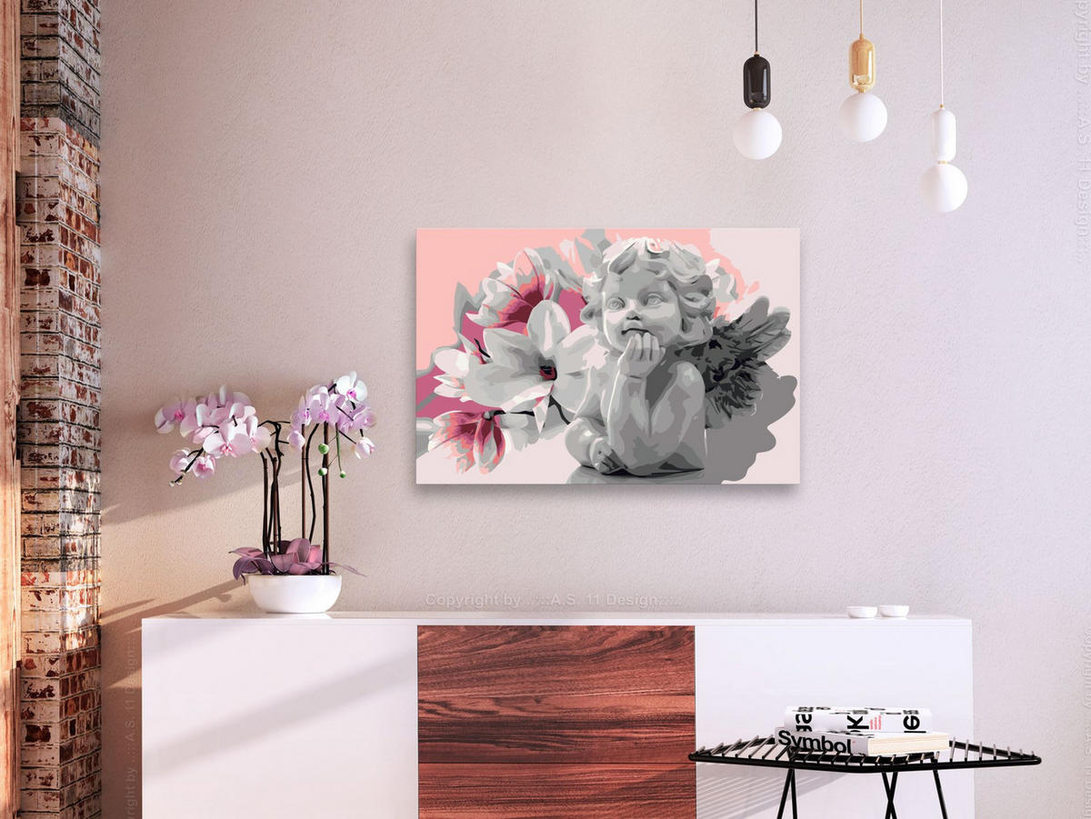 MALEN NACH ZAHLEN 50/40 cm - Pink/Grau, Textil (1.4/40cm) - KUNSTLOFT
