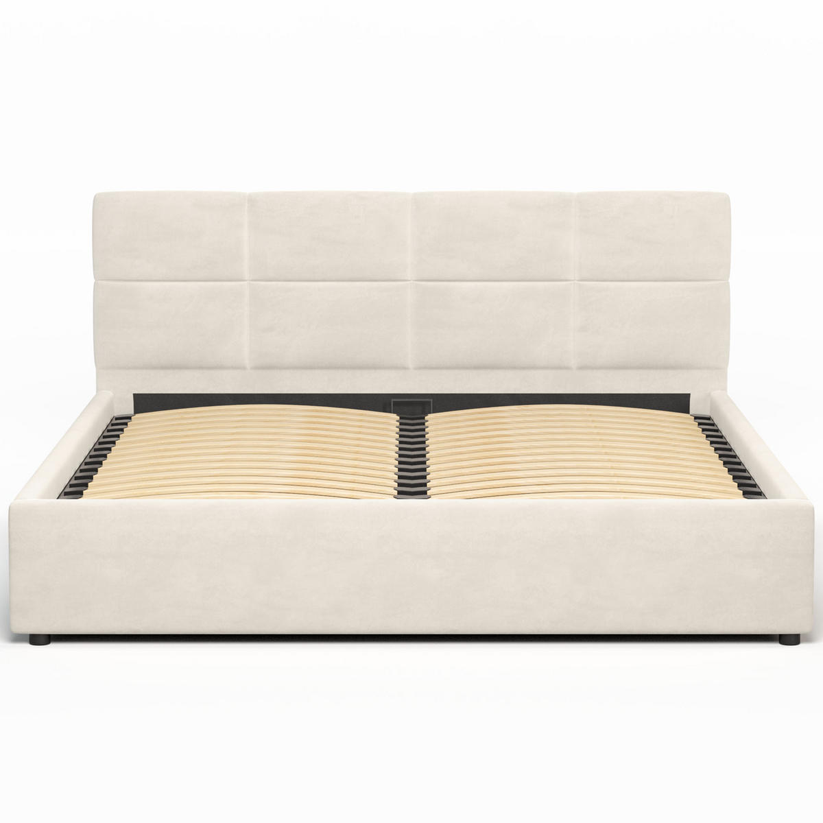 POLSTERBETT 160×200 mit Bettkasten und Lattenrost Mika HLR-1 Beige Velours - Beige, Holz (160/200cm) - Jana