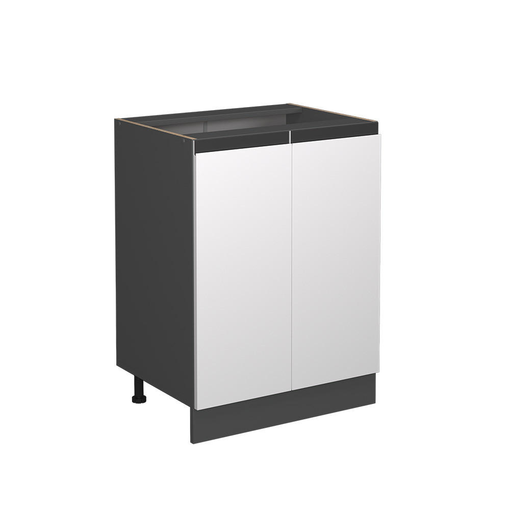 KÜCHENUNTERSCHRANK R-Line Weiß 60 cm J-Shape, ohne AP - Anthrazit/Weiß, Holzwerkstoff (60/81.6/46cm) - Vicco