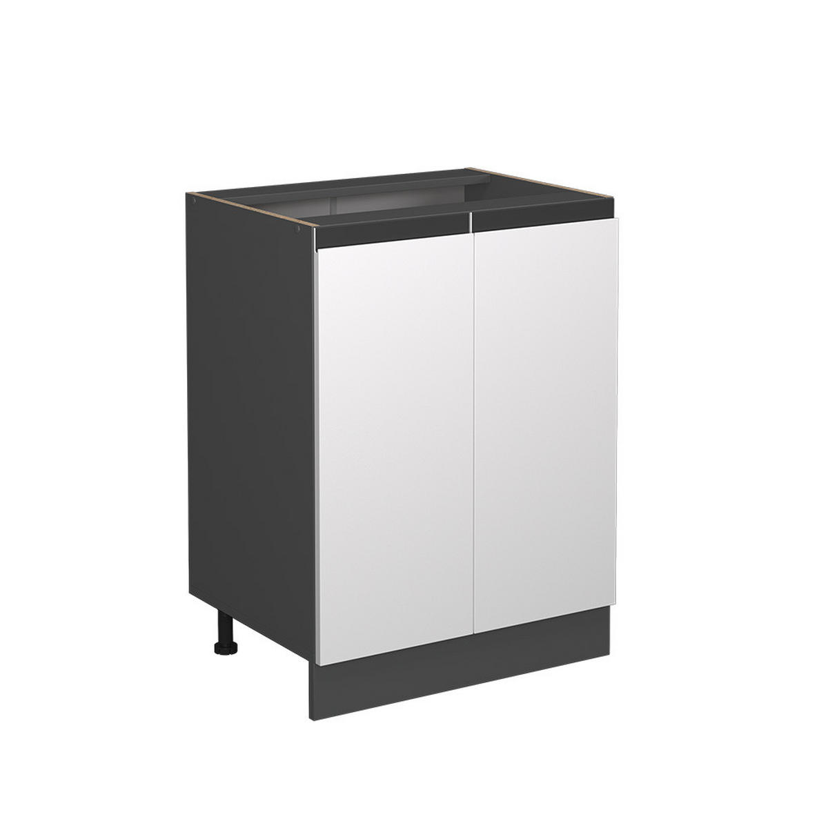 KÜCHENUNTERSCHRANK R-Line Weiß 60 cm J-Shape, ohne AP - Anthrazit/Weiß, Holzwerkstoff (60/81.6/46cm) - Vicco