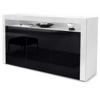 SIDEBOARD Valencia Schwarz Hochglanz / Weiß Hochglanz - Schwarz Hochglanz, Holzwerkstoff (155/92/40cm) - Vladon