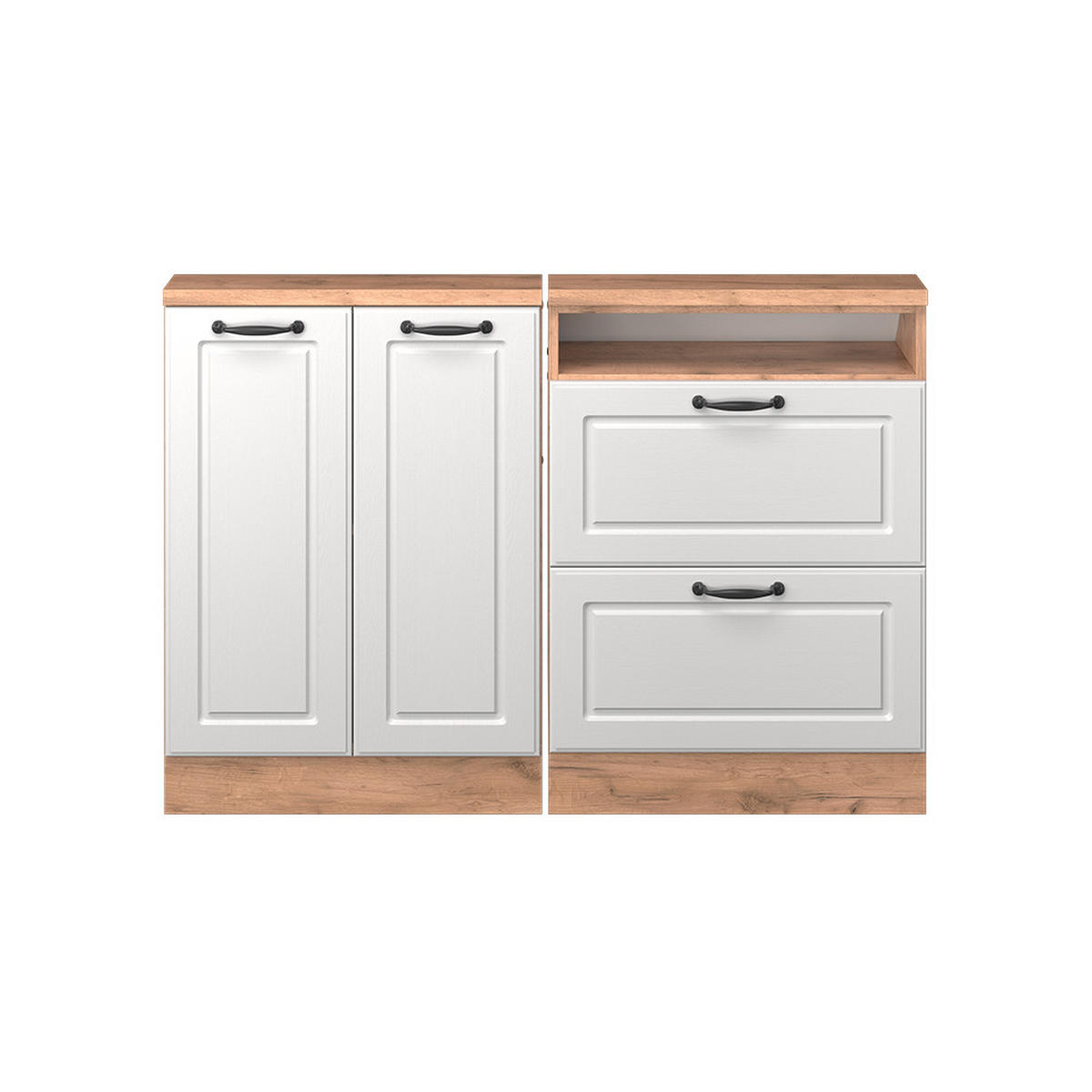 DACHSCHRÄGENSCHRANK-SET Rion Weiß Landhaus/Goldkraft Eiche 120 x 81.6 cm 2er Set - Honigeiche/Weiß, Holzwerkstoff (120/81.6/46cm) - Vicco