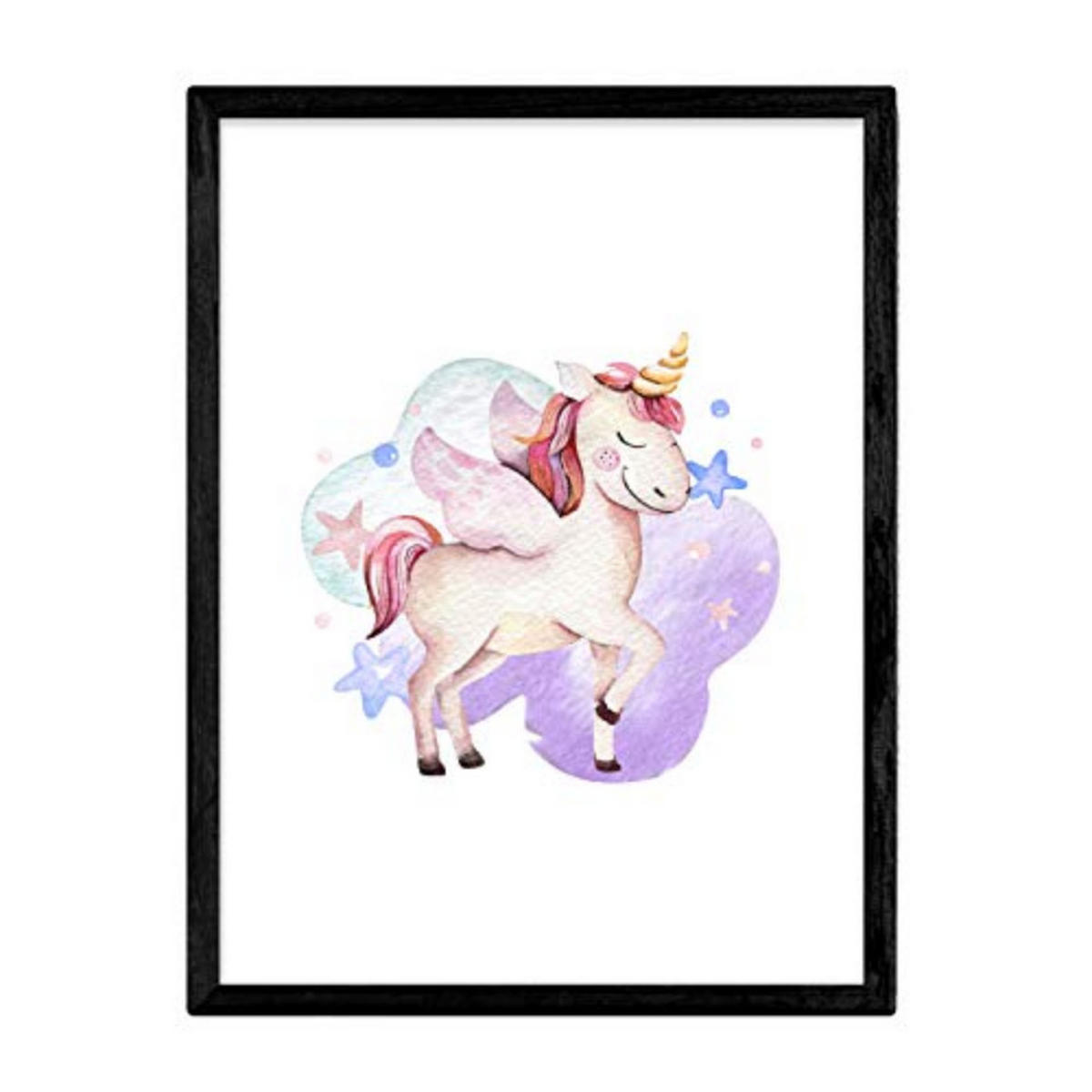 POSTER Kinder Tiere Einhorn Sterne A4 Rahmenlos - Klar, Papier (29.7/5/21cm) - Nacnic