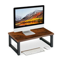 MONITORSTÄNDER Braun Schwarz Stahl MDF Industrial 15x40x23 cm - Multicolor, Holzwerkstoff/Metall (23/40/15cm) - Relaxdays