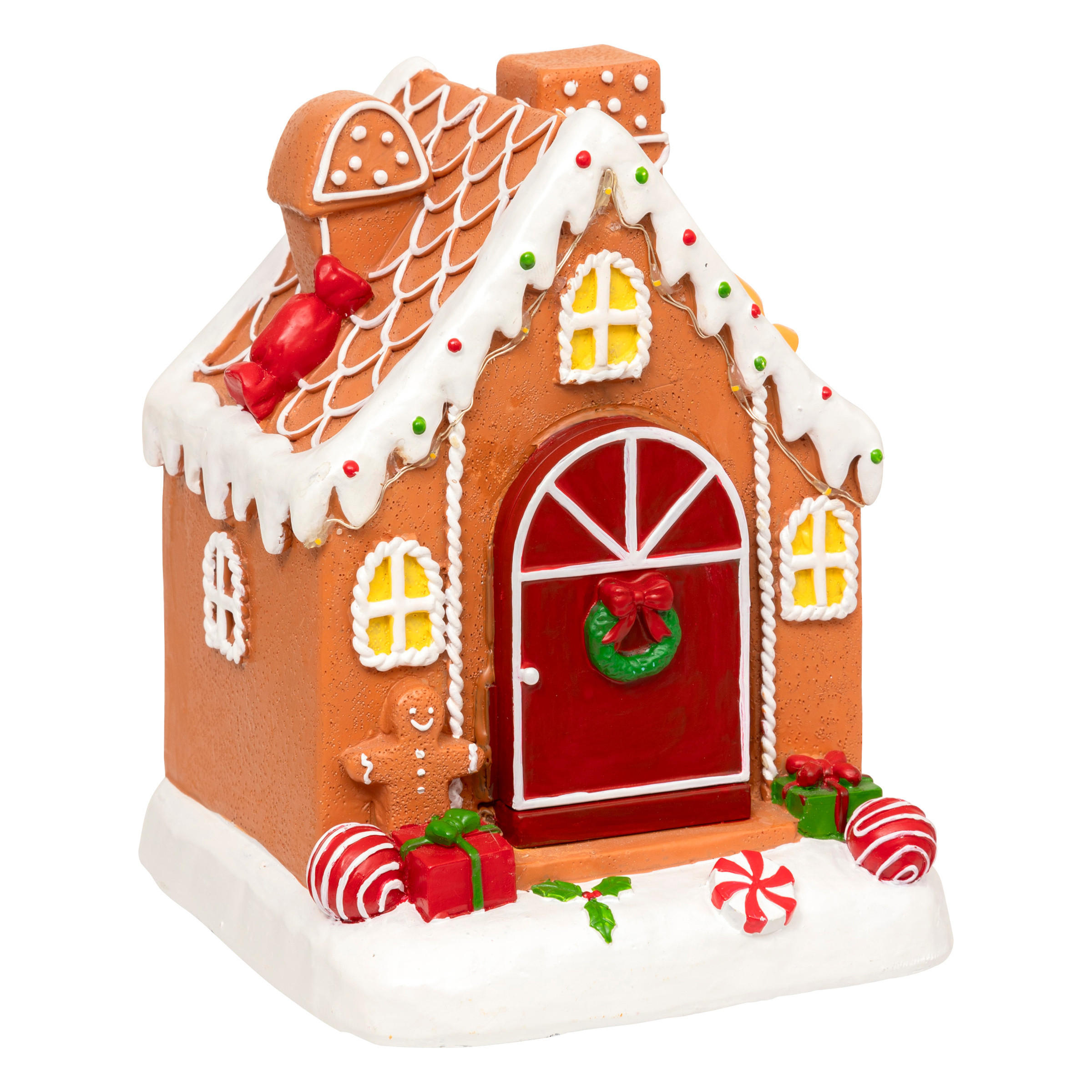 LEBKUCHENHAUS LED beweglich mit Ton 16,2 cm - Braun, Kunststoff (13.5/16.2/13.5cm) - Fééric Lights and Christmas
