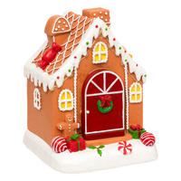 LEBKUCHENHAUS LED beweglich mit Ton 16,2 cm - Braun, Kunststoff (13.5/16.2/13.5cm) - Fééric Lights and Christmas