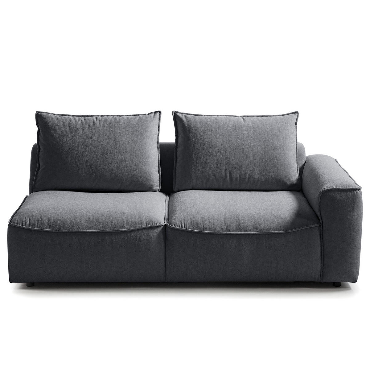 2,5-SITZER SOFA - modular - Schwarz/Grau, Holz/Kunststoff (189/80/99cm) - home24