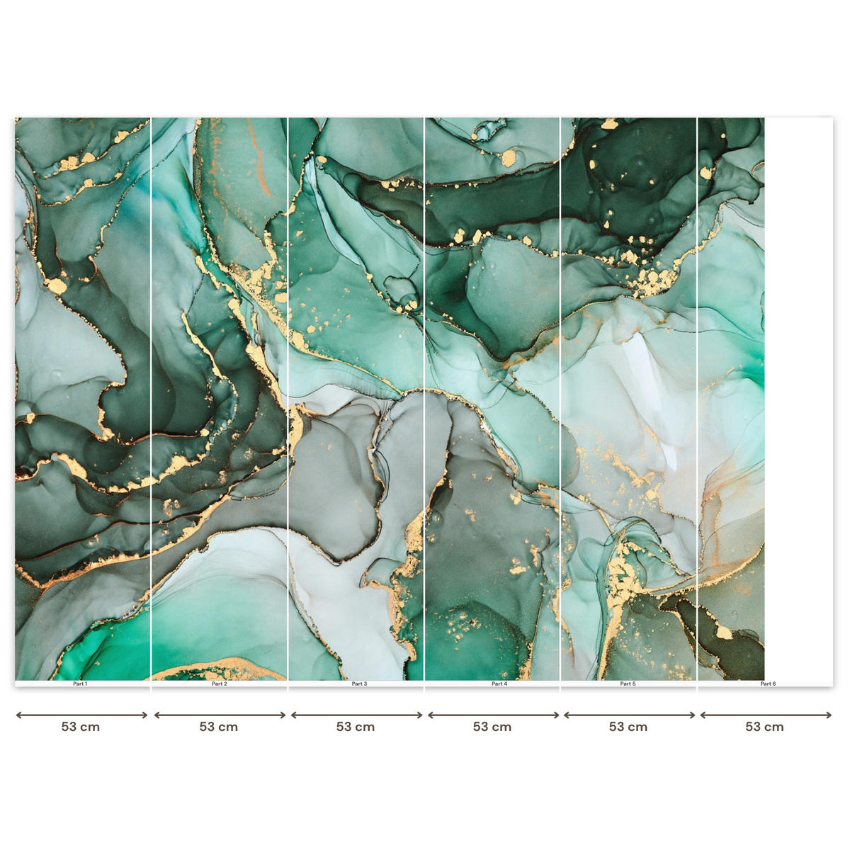 TAPETE - Gold - Marmor - Grün - Luxus - Marmoroptik - Grau - 260x200 cm - Grün, Papier (260/200cm) - OnlyWow