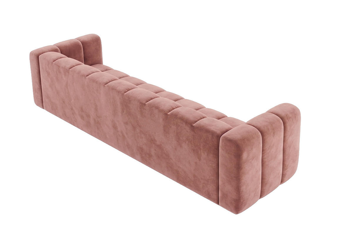 POHOVKA 5místná Modulární, Sametová Látka Riviera, Světle Růžová, GRAND - světle růžová, dřevo (314/70/89cm) - Kaiser Möbel