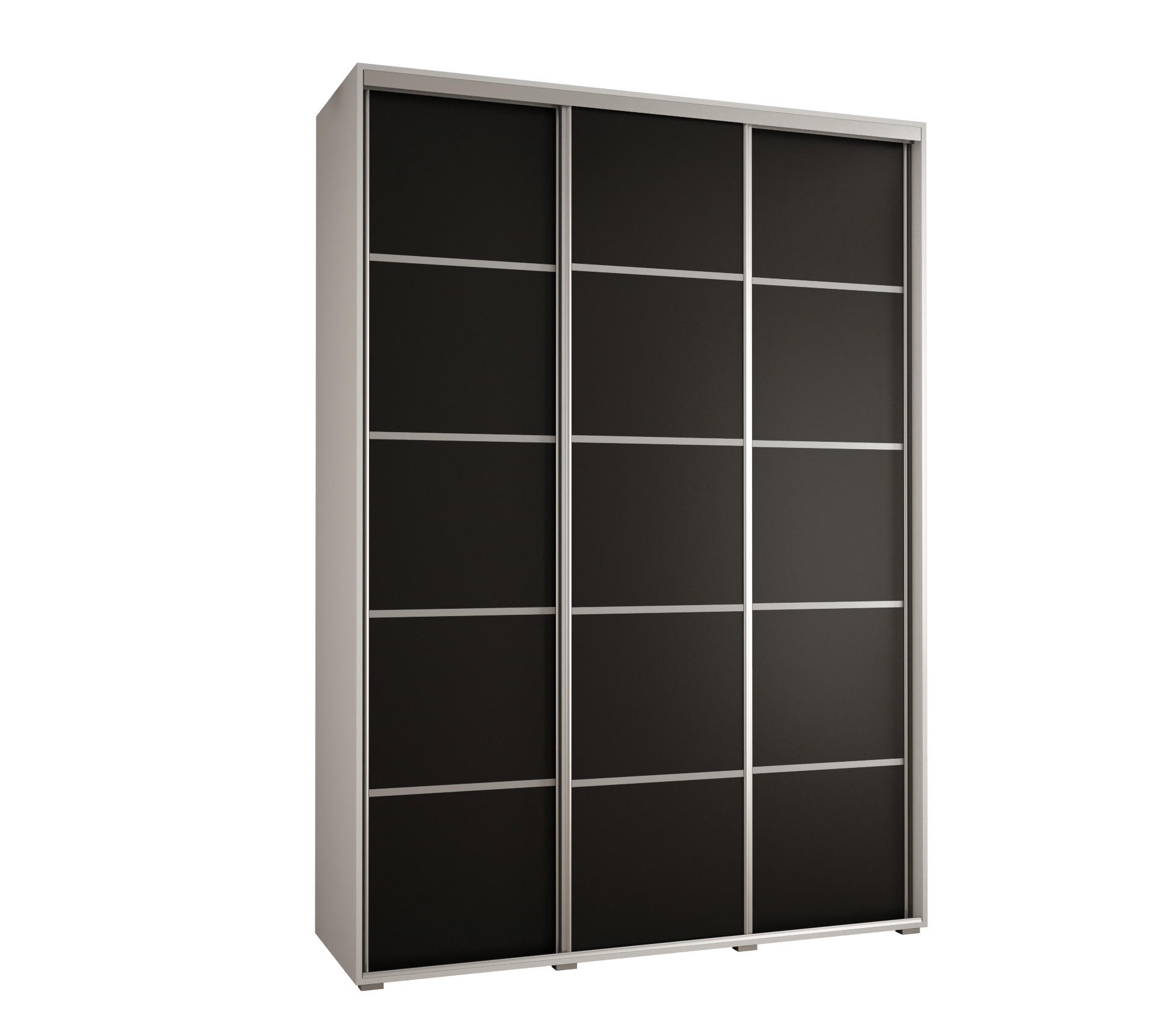 Abiks Möbel Schwebetürenschrank Weiß, Schwarz, Silber 180x235x60 cm