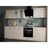 KÜCHENZEILE LECO 280 eiche bordeaux - Bordeaux, Holzwerkstoff (280/82/46cm) - roe furniture