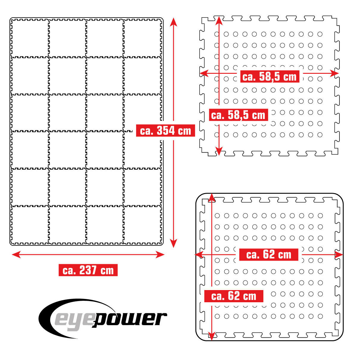 POOLMATTEN 8,4m² 24 EVA Matten 62 cm Grün - Grün, Kunststoff (62/62cm) - eyepower