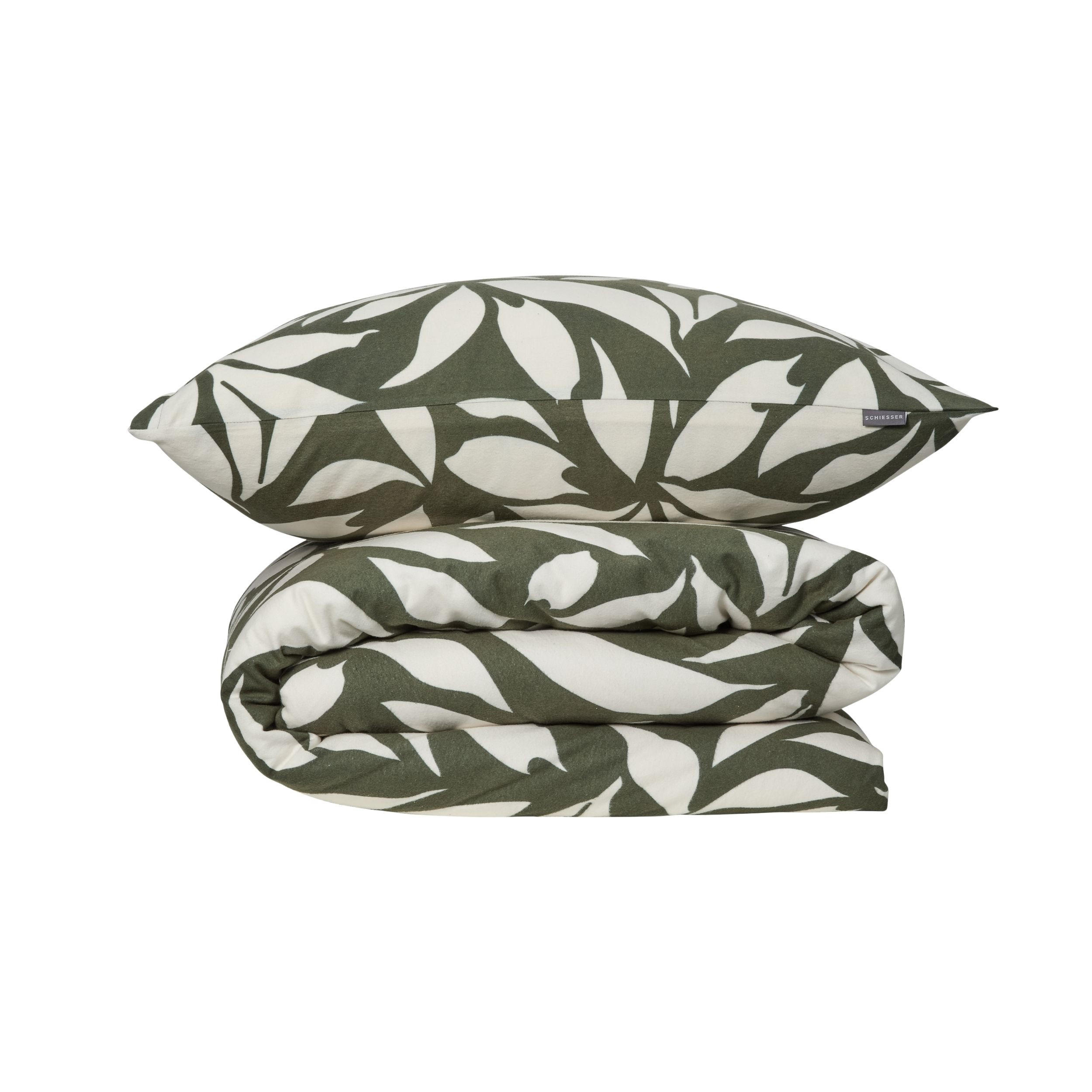 BETTWÄSCHESET Leaf - Feinbiber - 2-teilig - 135 x 200 cm - Grün - Grün, Textil (135/200cm) - SCHIESSER